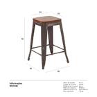 Banqueta Iron Tolix Com Assento De Madeira Marrom Canela - 61