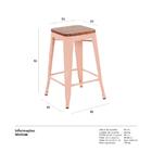 Banqueta Iron Tolix Com Assento De Madeira Marrom Canela - 61