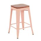 Banqueta Iron Tolix Com Assento De Madeira Marrom Canela - 61