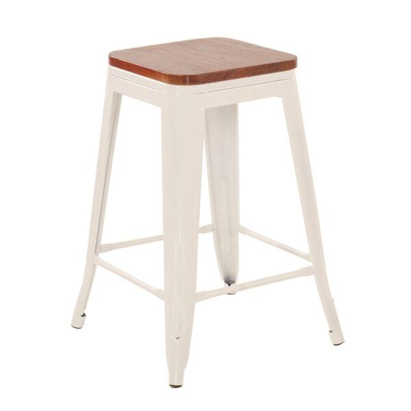 Banqueta Iron Tolix Com Assento De Madeira Marrom Canela - 61