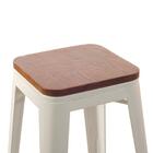 Banqueta Iron Tolix Com Assento De Madeira Marrom Canela - 61