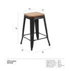 Banqueta Iron Tolix Com Assento De Madeira Rústica Clara - 61