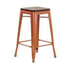 Banqueta Iron Tolix Com Assento De Madeira Rústica Escura - 6