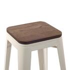 Banqueta Iron Tolix Com Assento De Madeira Rústica Escura - 6