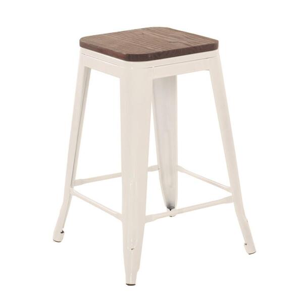 Banqueta Iron Tolix Com Assento De Madeira Rústica Escura - 6