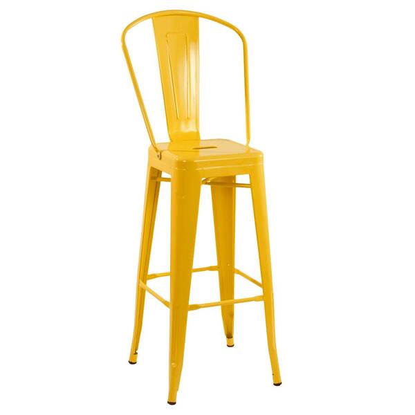 Banqueta Iron Tolix Com Encosto Alto - 76 Cm - Amarelo