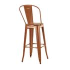 Banqueta Iron Tolix Com Encosto Alto E Assento De Madeira Rús