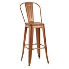 Banqueta Iron Tolix Com Encosto Alto E Assento De Madeira Rús