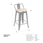 Banqueta Iron Tolix Com Encosto E Assento De Madeira Clara -