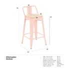 Banqueta Iron Tolix Com Encosto E Assento De Madeira Clara -