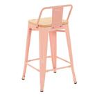 Banqueta Iron Tolix Com Encosto E Assento De Madeira Clara -