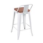 Banqueta Iron Tolix Com Encosto E Assento De Madeira Marrom C