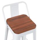 Banqueta Iron Tolix Com Encosto E Assento De Madeira Marrom C