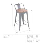 Banqueta Iron Tolix Com Encosto E Assento De Madeira Marrom C