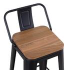 Banqueta Iron Tolix Com Encosto E Assento De Madeira Rústica