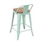 Banqueta Iron Tolix Com Encosto E Assento De Madeira Rústica