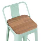 Banqueta Iron Tolix Com Encosto E Assento De Madeira Rústica