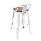 Banqueta Iron Tolix Com Encosto E Assento De Madeira Rústica