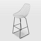 Banqueta Kaila Quad Branca Empório  Base Metal