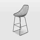 Banqueta Kaila Quad Cinza Grafite Empório  Base Metal