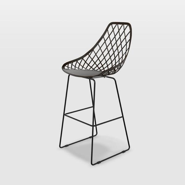 Banqueta Kaila Quad Marrom Capuccino Empório  Base Metal