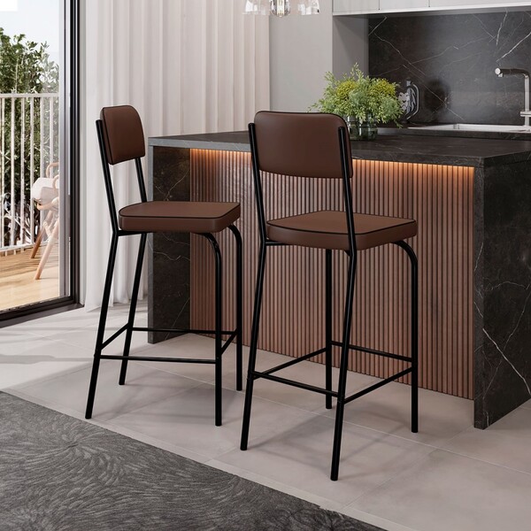 Banqueta Kit 2 Banquetas Embal Vintage Preto/marrom - Art Pan