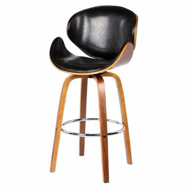 Banqueta Kobe Giratória Com Base De Madeira E Apoio De Pés Em