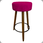 Banqueta Kyra Alta Para Cozinha Suede Pink Pé Castanho - Cliq