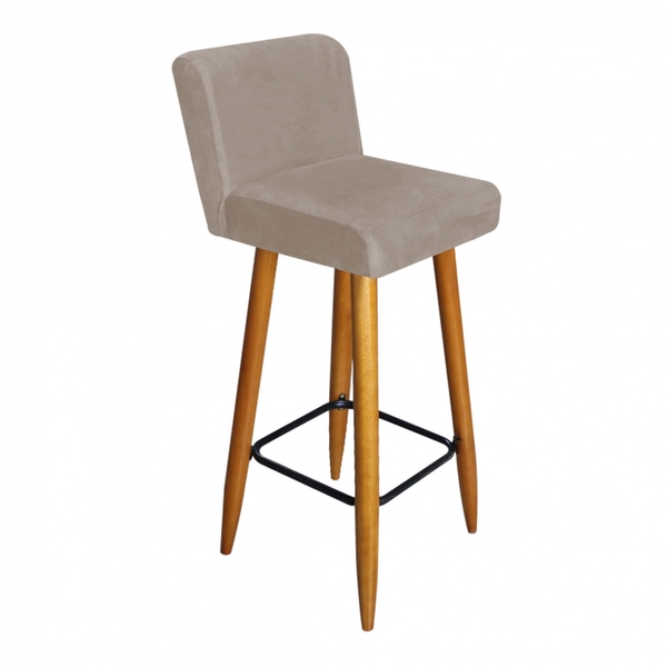 Banqueta Lara Com Encosto Para Balcão E Cozinha Bistrô Tecido