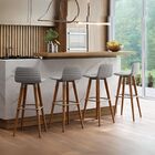 Banqueta Linea Para Area Gourmet Com Encosto Estofado Em Linh