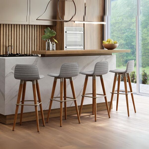 Banqueta Linea Para Area Gourmet Com Encosto Estofado Em Linh