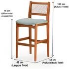 Banqueta Los Ozki Madeira Eucalipto Cedro Tecido 283c Corda R