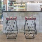 Banqueta Luci Preta Estampado Metal Móveis