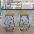 Banqueta Luci Preta Suede Mostarda Metal Móveis