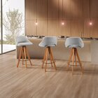 Banqueta Madeira Giratória Estofada Com Encosto Nicole Cinza