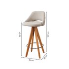 Banqueta Madeira Giratória Estofada Com Encosto Nicole Nude