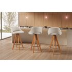 Banqueta Madeira Giratória Estofada Com Encosto Nicole Nude