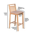 Banqueta Madeira Maciça Alta Rattan Bey