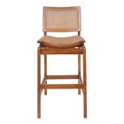 Banqueta Madeira Maciça Com Assento Estofado E Telinha Megan