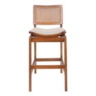 Banqueta Madeira Maciça Com Assento Estofado E Telinha Megan