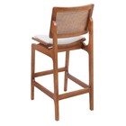 Banqueta Madeira Maciça Com Assento Estofado E Telinha Megan