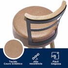 Banqueta Madeira Maciça Couro Sintético Moscou  Marrom/preto