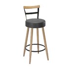 Banqueta Madeira Maciça Couro Sintético Moscou  Preto/marrom