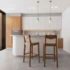 Banqueta Madeira Maciça Linho Loop  Marrom