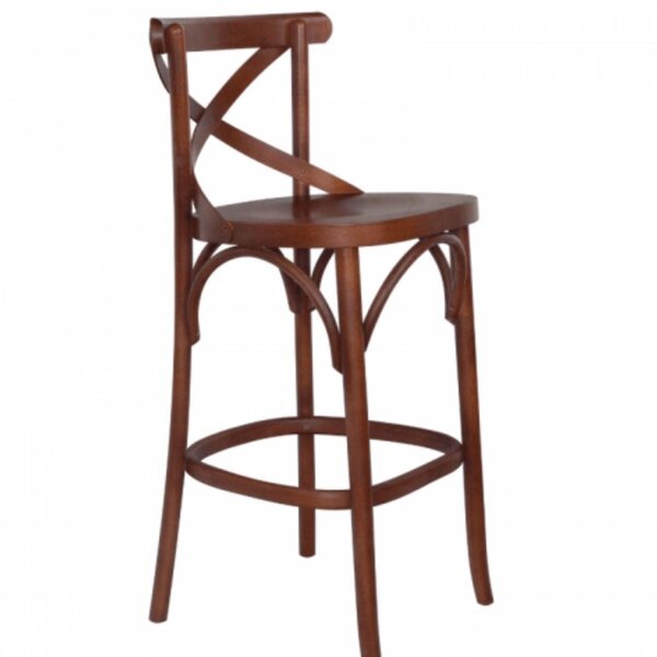 Banqueta Madeira Maciça Tauarí Cross X Texas  Castanho