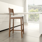 Banqueta Madeira Nogueira Maciça Tecido Branco Modelo Manu Al