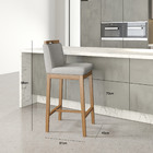 Banqueta Madeira Nogueira Maciça Tecido Cinza Modelo Ester Al