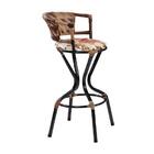 Banqueta Malibu Pto Prata Fibra/tecido Floral - Alta