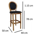 Banqueta Medalhão Capitonê Tachada Veludo Preto E Verniz Imbu