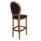 Banqueta Medalhão Capitonê Tachada Veludo Preto E Verniz Imbu